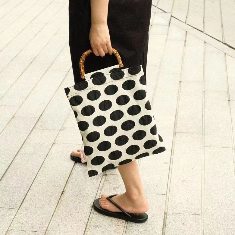 Vintage Polka Dots Bamboo Handle Handbag 6W10BBG1321