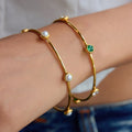 Trendy Gold Plated Pearl Bangle Bracelet 6W6JBR596