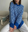 Print Contrast Loose Sweater - DippedShop Wholesale - #2883