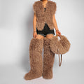 Trendy Fluffy Fur Solid Color Crossbody Bag 6W10BBG2401