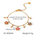 Fashion Gold Plated Rhinestone Flower Chain Bracelet 6W6JBR355