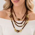 Vintage Multi Layer Beaded Rope Braided Necklace 6W6JNC661