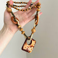 Wooden Floral Beaded Necklace - DippedShop Wholesale - #8211