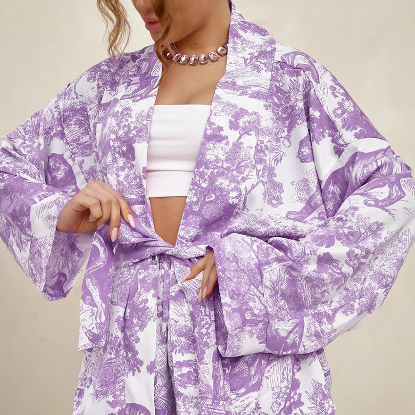 Print Soft Homewear Set - DippedShop Wholesale - #0787