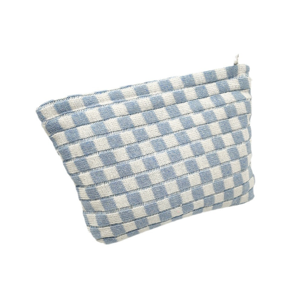 Large Plaid Knit Makeup Bag - DippedShop Wholesale - #6723