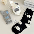 Cute Elephant Color Block Cotton Scrunch Socks 6W8FSO740