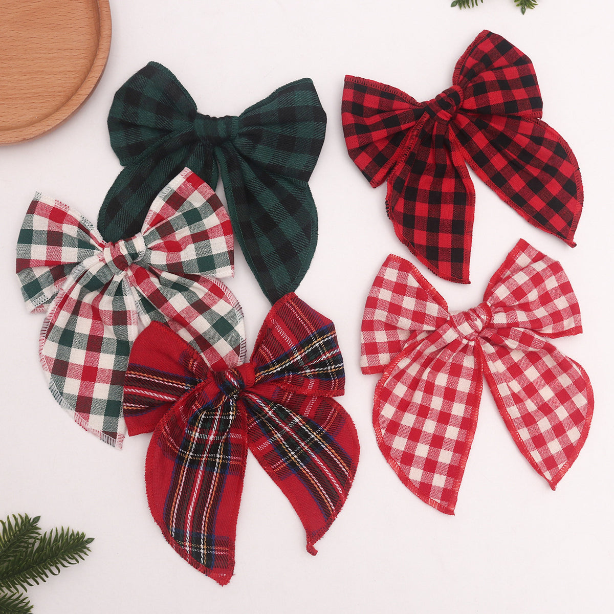 Plaid Bow Knot Hair Clips - DippedShop Wholesale - #9491
