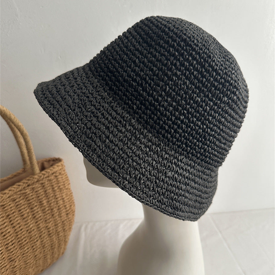 Minimalist Foldable Raffia Hat - DippedShop Wholesale - #2643