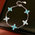 Vintage Rhinestones Enamel Floral Chain Bracelet 6W6JBR719