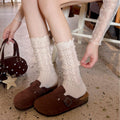 Elegant Diamond Knit Lace-Trim Mid-Calf Socks 6W8FSO694