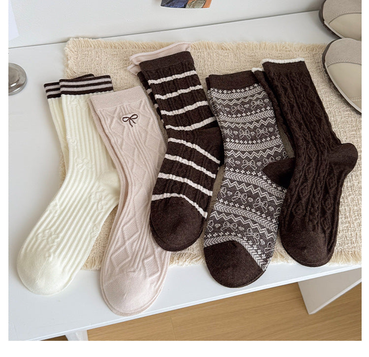 Floral Color Block Crew Socks - DippedShop Wholesale - #4755