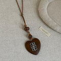 Vintage Wooden Heart Pendant Choker Necklace 6W6JNC382L