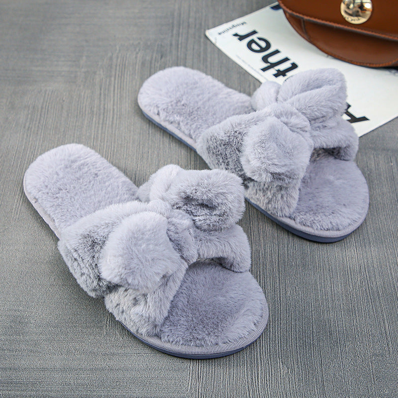 Plush Bow Knot Slippers - DippedShop Wholesale - #2883