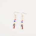 Vintage USA Flag Boot Pendant Beaded Dangle Earring 8ZA6JER190L