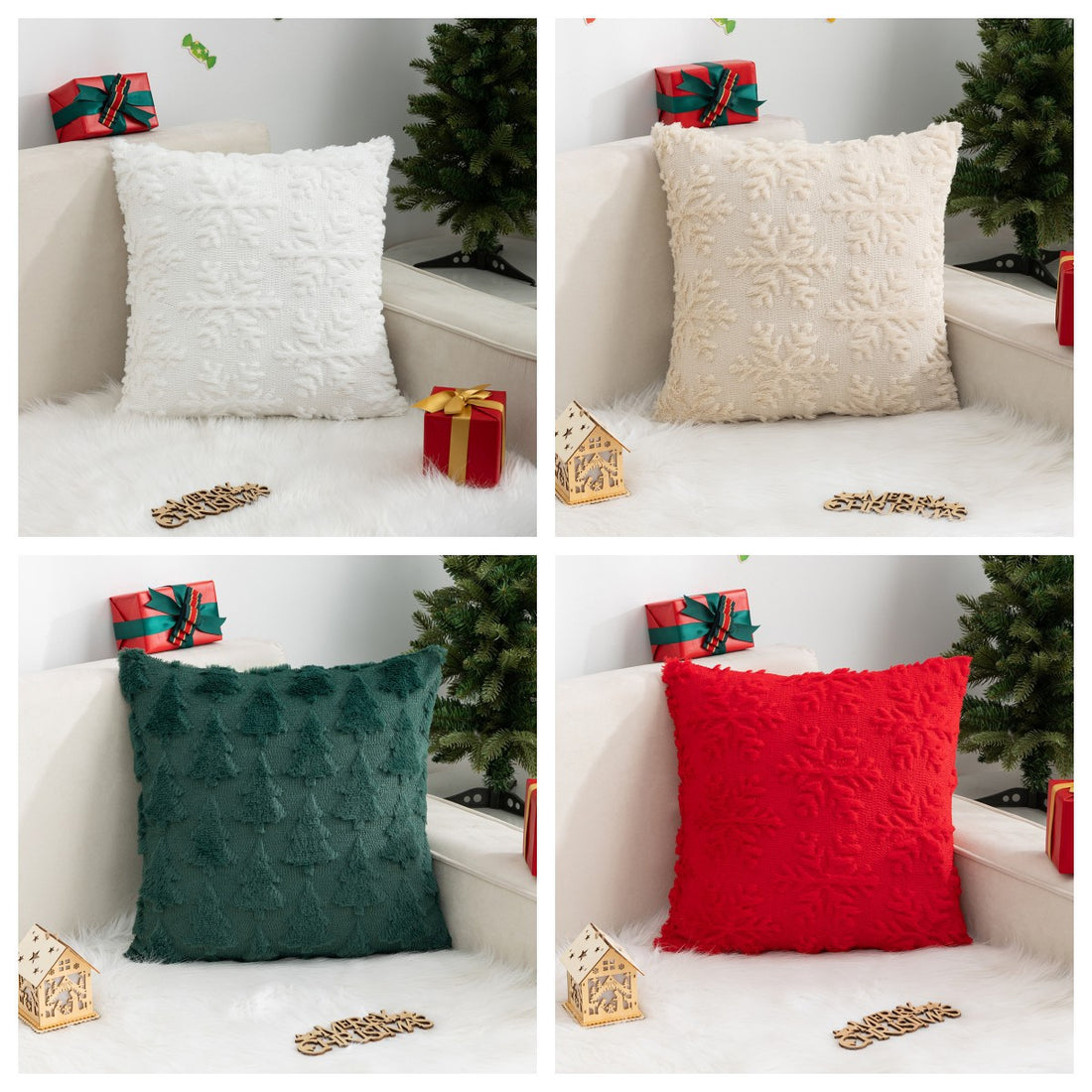 Soft Christmas Tree Snowflake Square Cushion Covers DP25H462