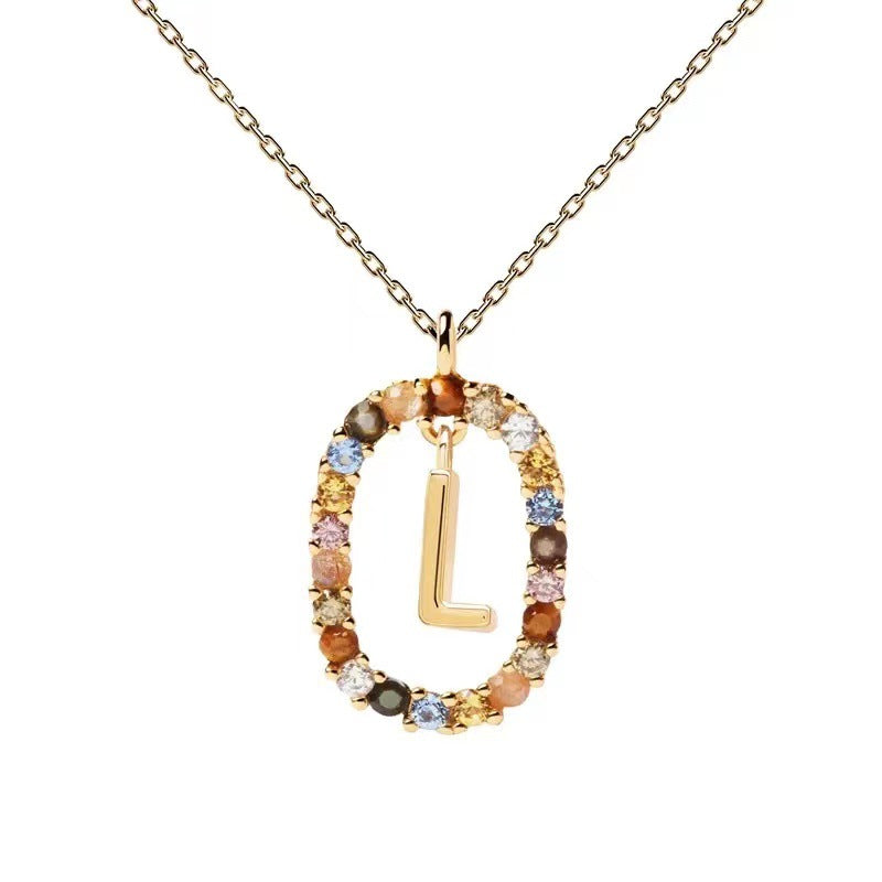 Colorful CZ Letter Pendant - DippedShop Wholesale - #1299