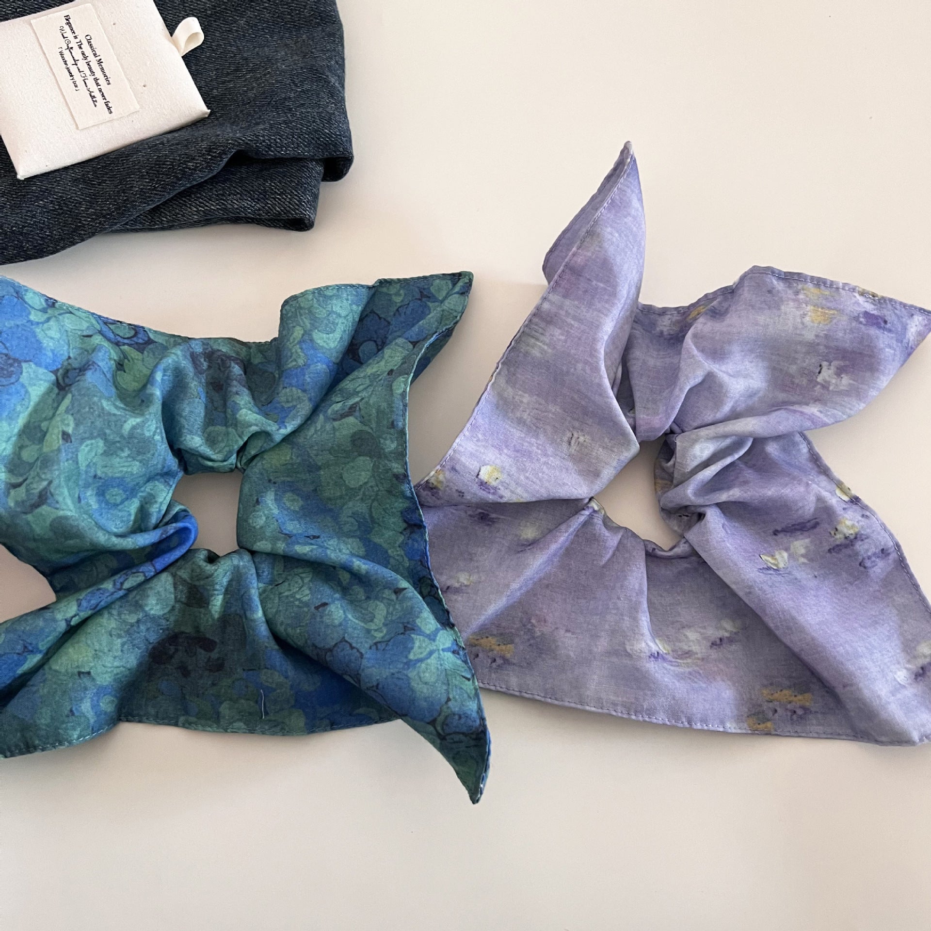 Vintage Oil-Painting Smudge Square Hair Scrunchies MK2BW6W6HSR87