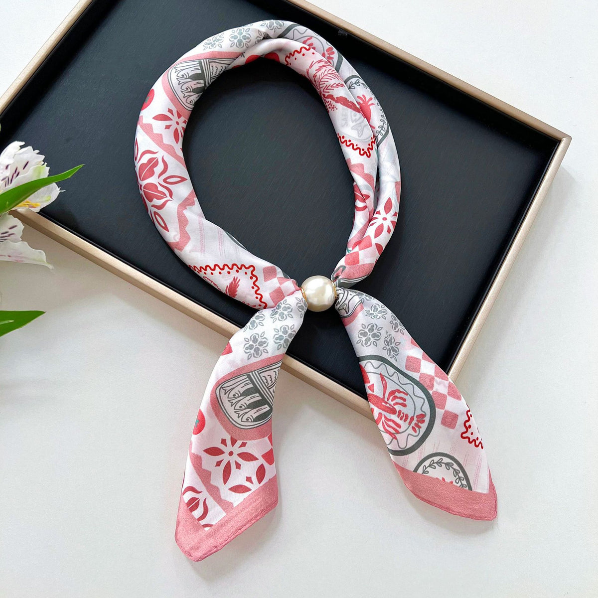 Color Block Silk Scarf - DippedShop Wholesale - #5539