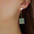 Pearl Square Drop Earrings - DippedShop Wholesale - #8483