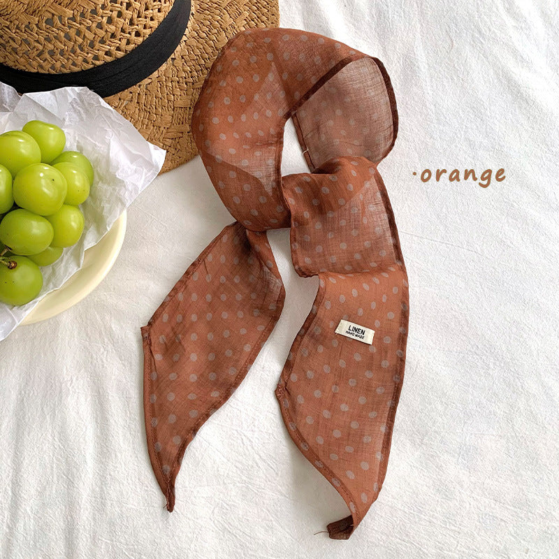 Retro Color Block Polka Dots Silk Scarf MK2BLW6W6NSI73