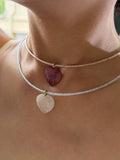 Minimalist Color Contrast Heart Pendant Magnetic Necklace 6W6JNC419L