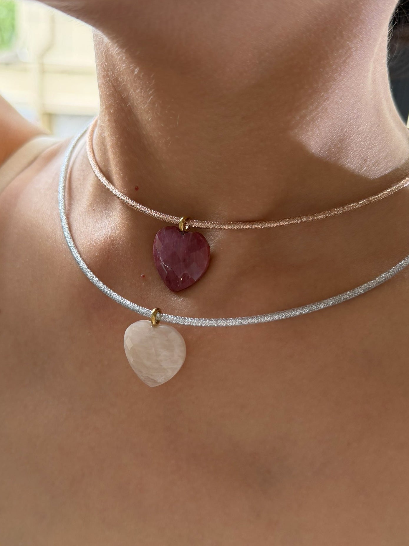 Minimalist Color Contrast Heart Pendant Magnetic Necklace 6W6JNC419L