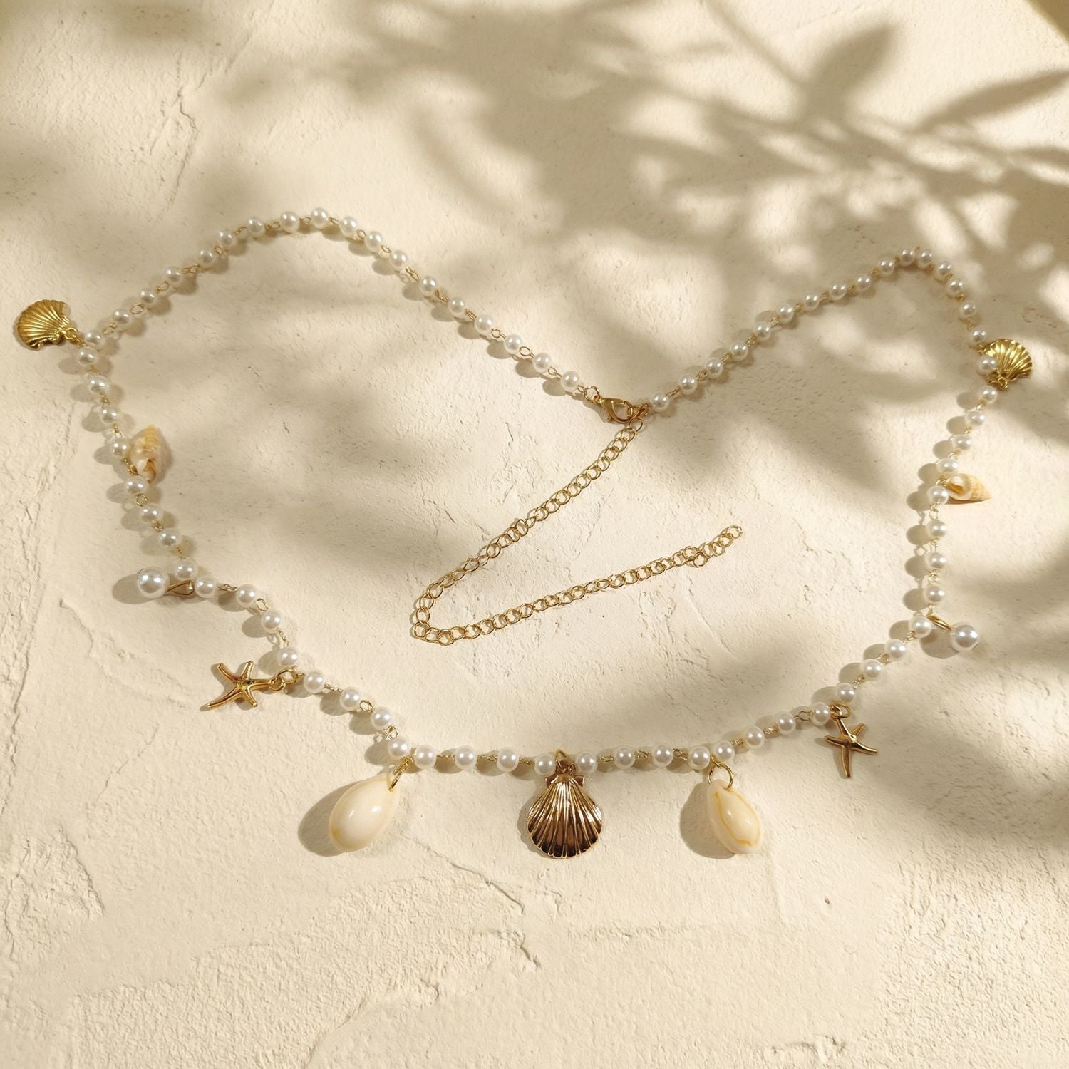 Simple Gold Plated Shell Starfish Waist Chain 8ZA6JBC86T