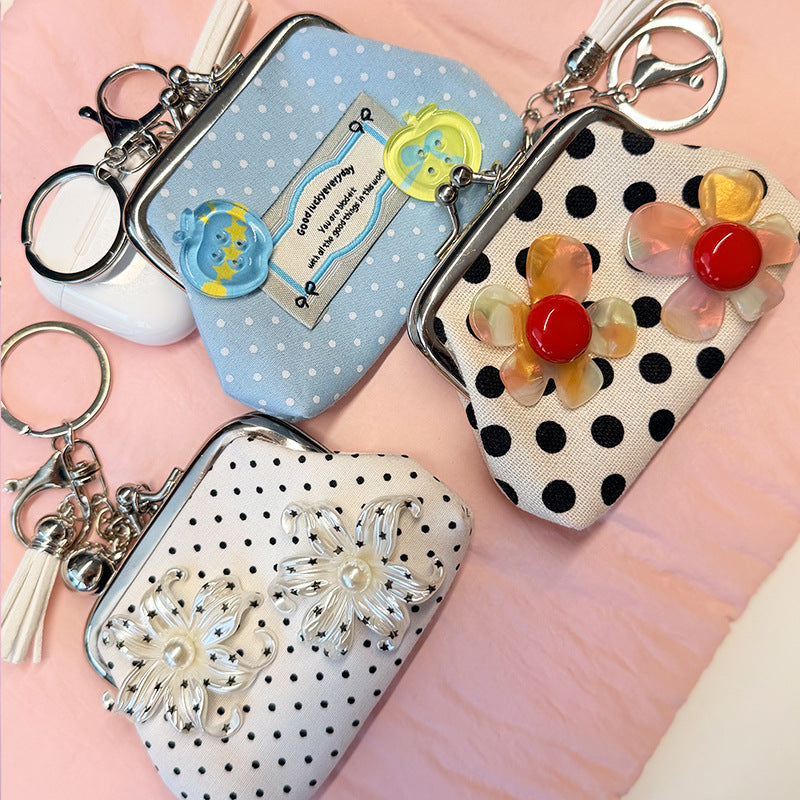 Floral Polka Dot Coin Purse - DippedShop Wholesale - #4531