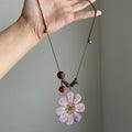 Flower Resin Pendant Necklace - DippedShop Wholesale - #7955