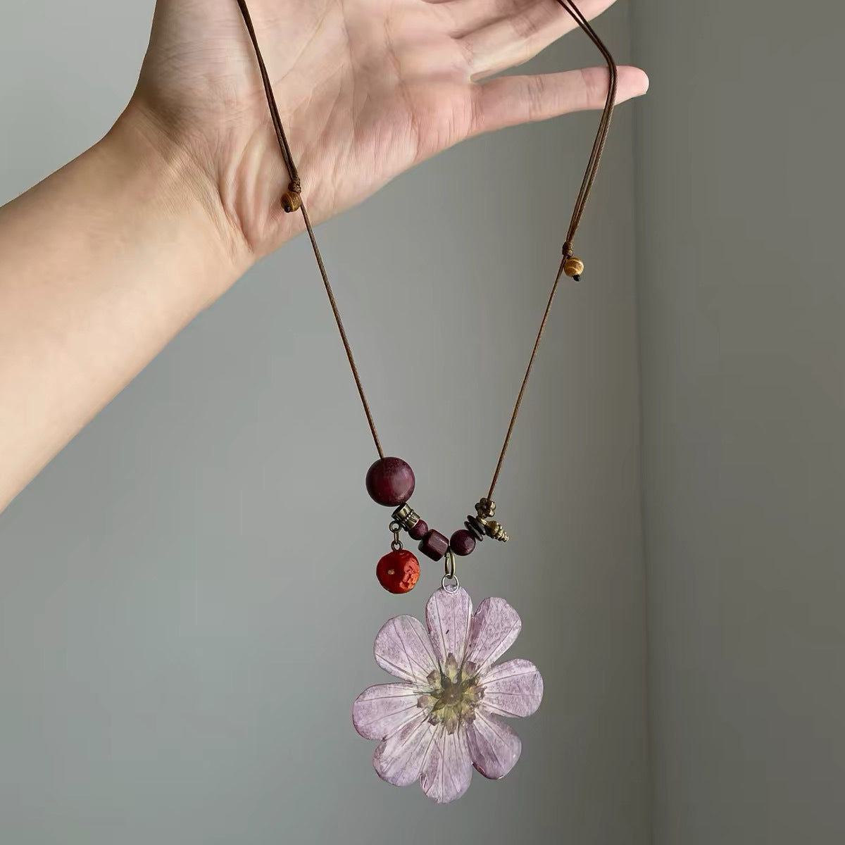 Flower Resin Pendant Necklace - DippedShop Wholesale - #7955