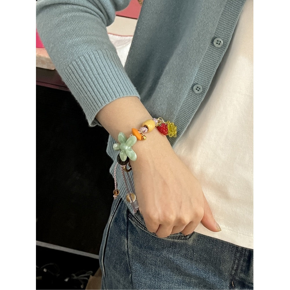 Handmade Flower Bead Bracelet - DippedShop Wholesale - #9555
