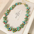 Fresh Gold Plated Enamel Floral Choker Necklace 6W6JNC922