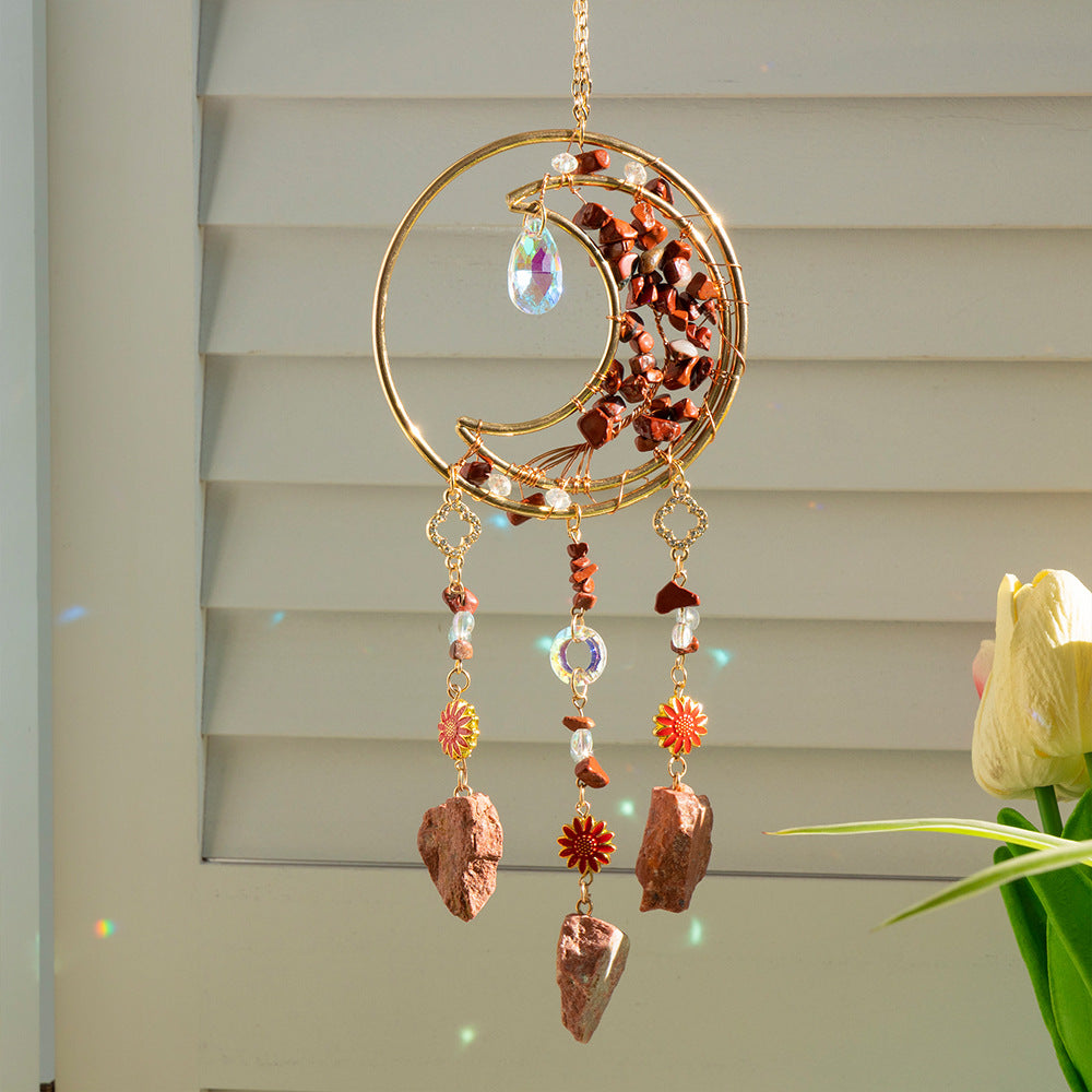 Natural Stone Moon Crystal Pendant Hanging Suncatchers MK2CZAS6H7HLS81