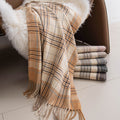 Minimalist Plaid Tassel Imitation Cashmere Scarf 6W6NSW292