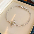 Elegant Gold Plated Rhinestones Floral Bracelet 6W6JBR694
