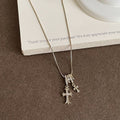 Elegant Rhinestones Cross Pendant Choker Necklace 6W6JNC652