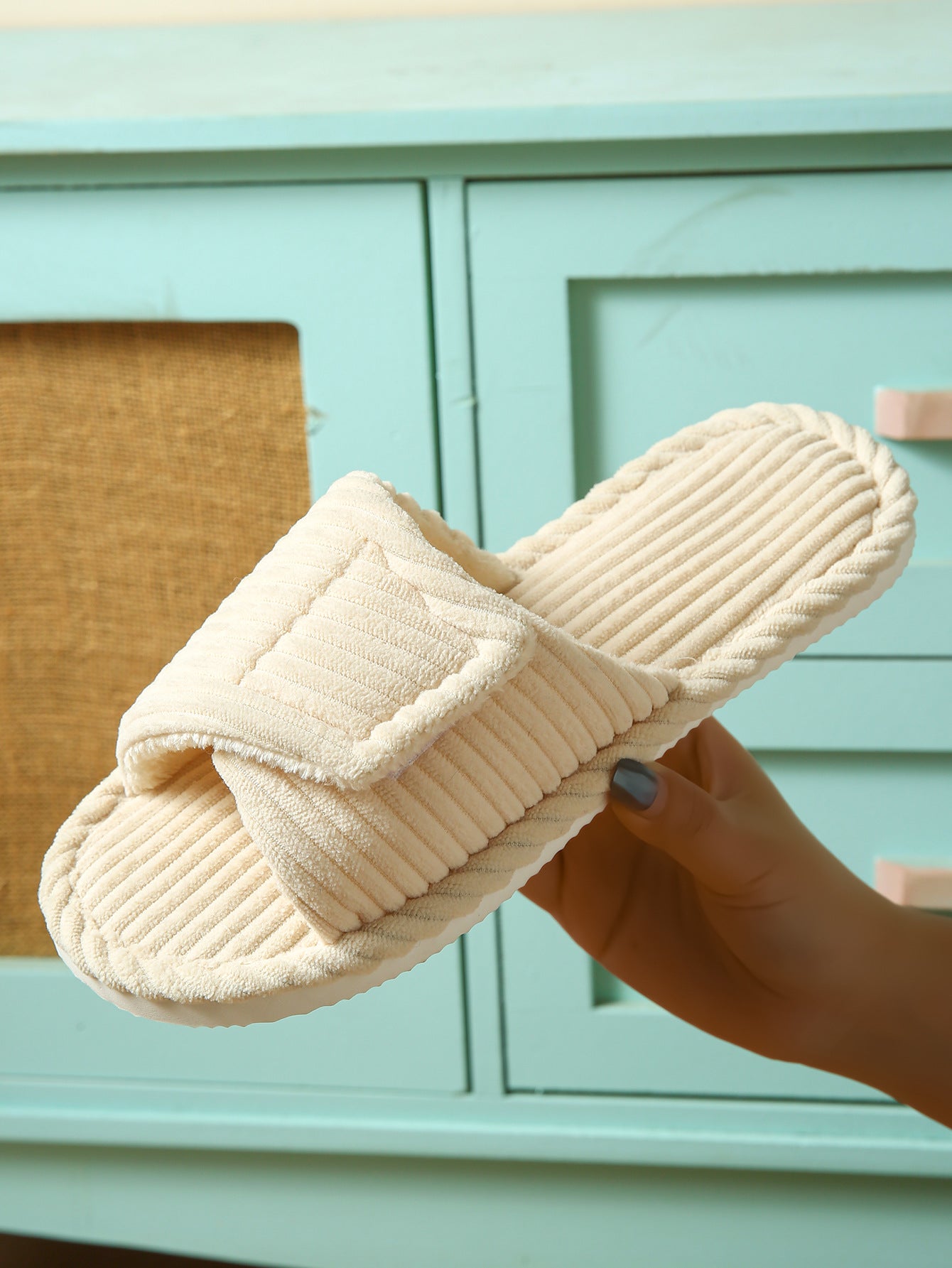 Plush Open Toe Adjustable Slippers - DippedShop Wholesale - #4387
