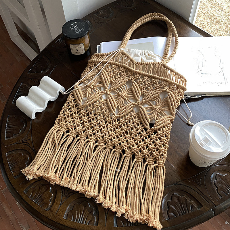 Tassel Hollow Out Shoulder Woven Bag DPWB2