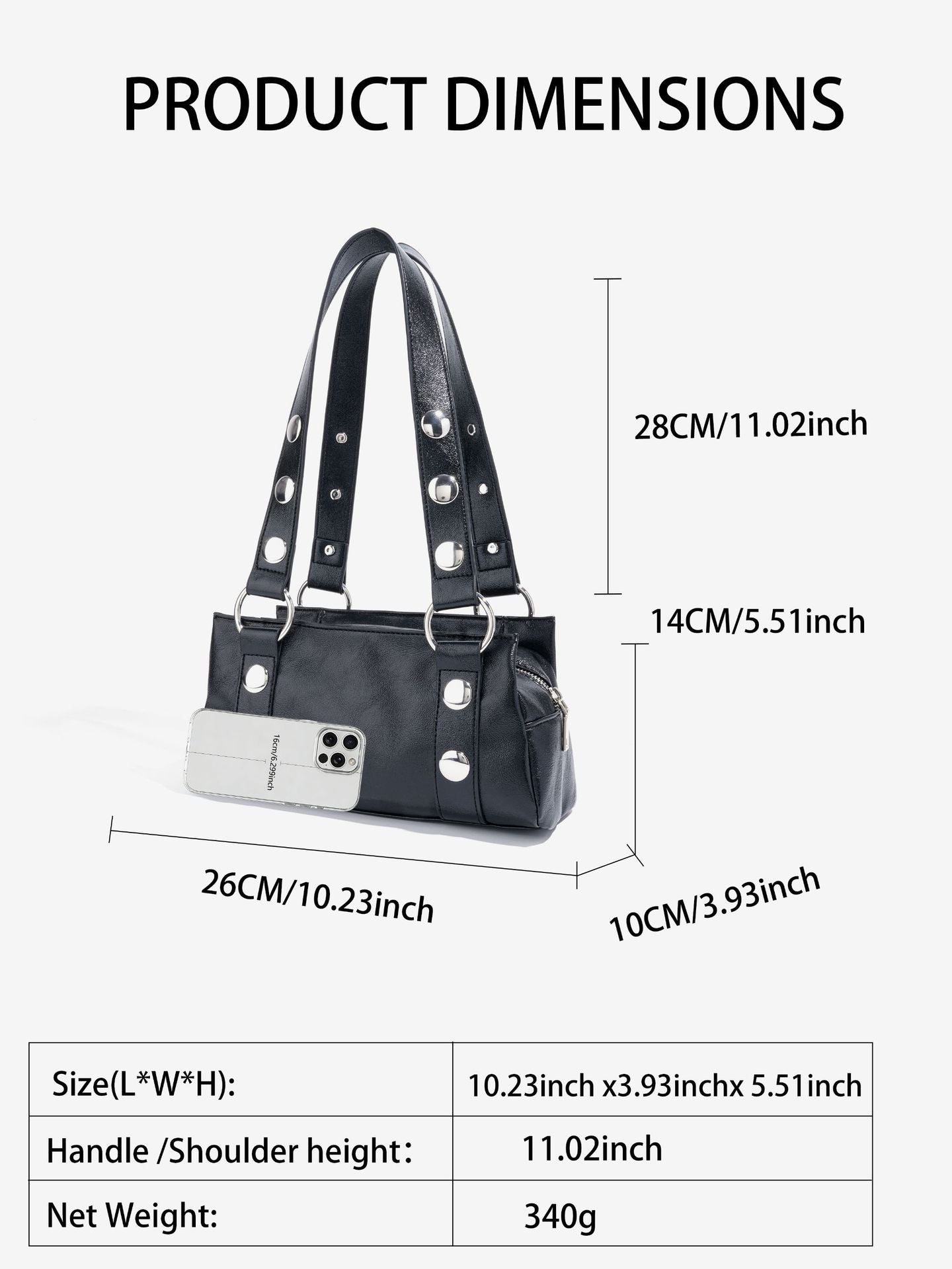 Studded Punk Shoulder Bag - DippedShop Wholesale - #2707