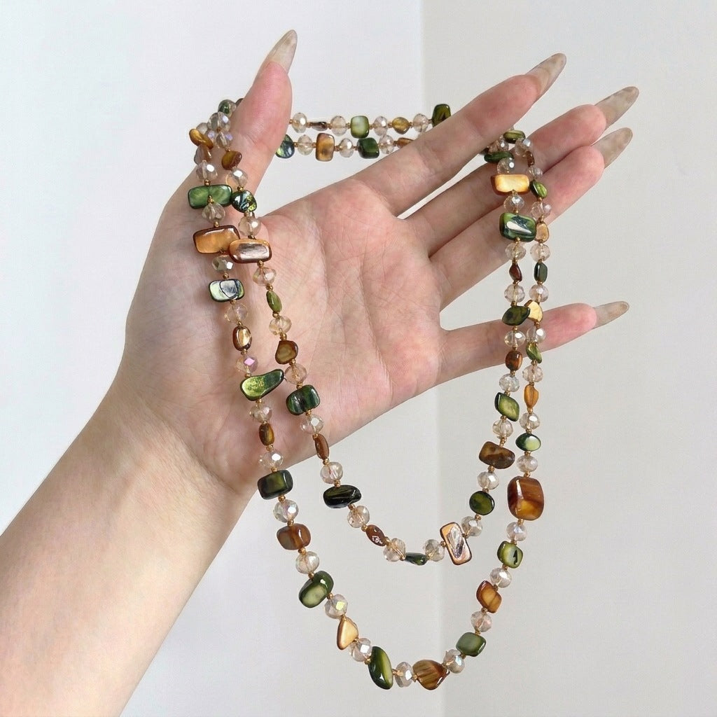 Vintage Tiger's Eye Pearl Chain Necklace 6W6JNC668