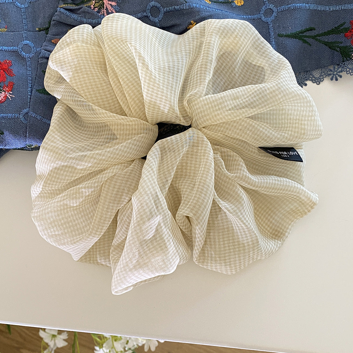Plaid Mesh Hair Scrunchie - DippedShop Wholesale - #3699