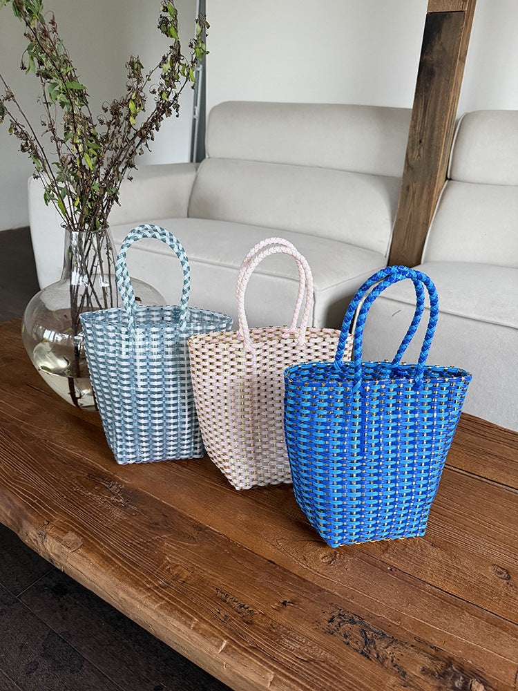 Minimalist Solid Color Hollow Hand Woven Handbag 8CW6BBG523L