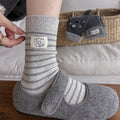 Retro Striped Embroidered Cat Thermal Socks 6W8FSO893