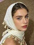 Vintage Hollow Shell Tassel Triangle Headscarf Hip Scarf 6W1SL13