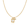 Vintage Shell Square Pendant Snake Chain Necklace 6W6JNC1078