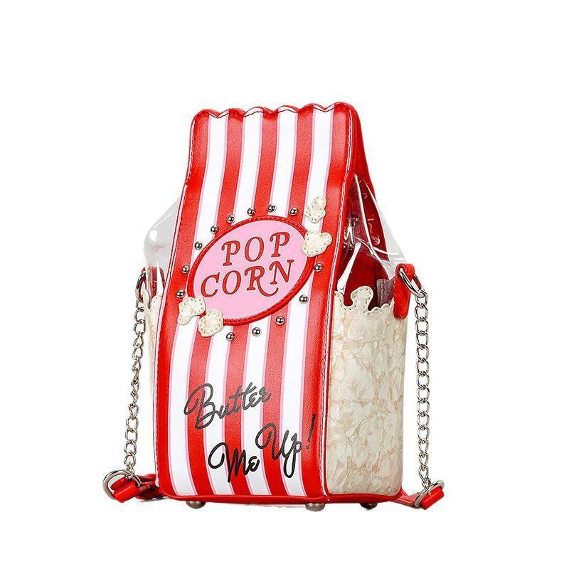 Cute Clear Popcorn Purse Striped Crossbody Bag 6W10BBG2122