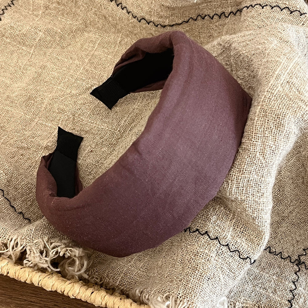 Simple Linen Plaid Soft Padded Wide Headband 6W6HBD374