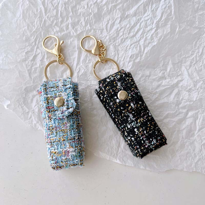 Tweed Lipstick Pouch Keychain - DippedShop Wholesale - #3651