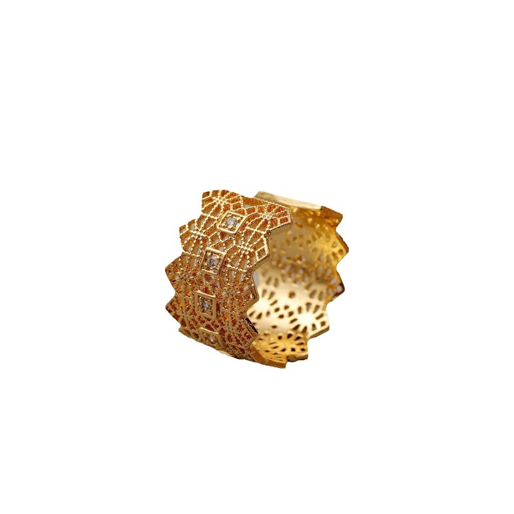 Minimalist Crown Zircon Open Adjustable Ring DP25D875