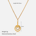 Elegant Gold Plated Rhinestones Disc Pendant Necklace 6W6JNC631